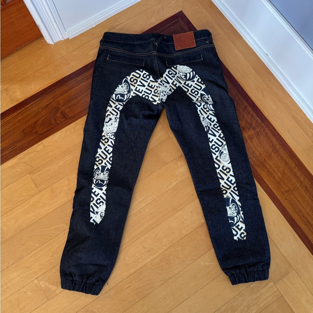 Evisu Jogger Jeans with White Logo on Back | Japanese Denim